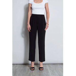 Elie Tahari Black Dress Pants Women Size 6 Silk Blend Wide Leg belt loops pocket